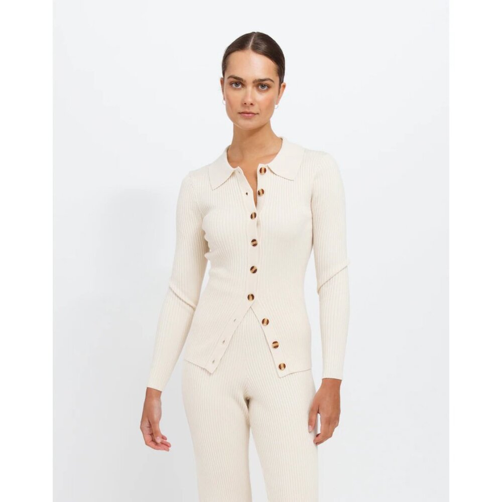 BRUNETTE THE LABEL Christy Knit Button Up - XL/2XL - Color Cream